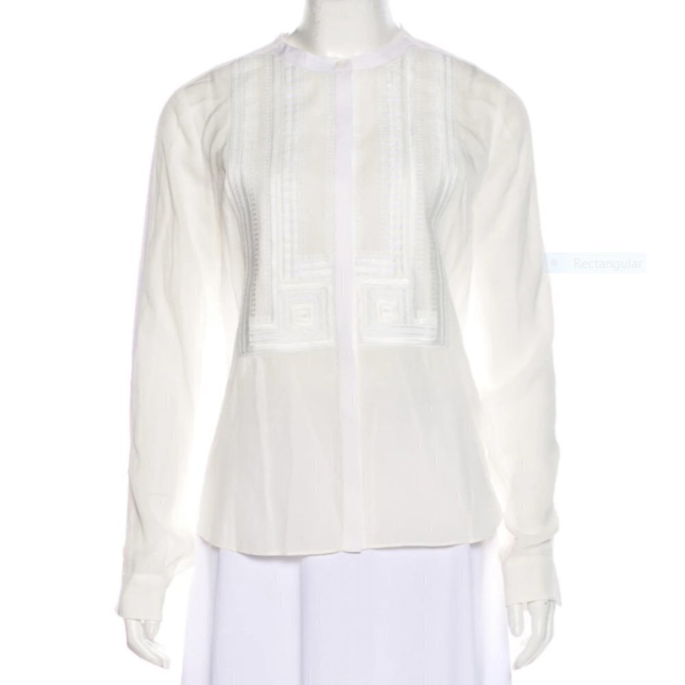 A.L.C. Ivory Embroidered Silk Shirt Size XS